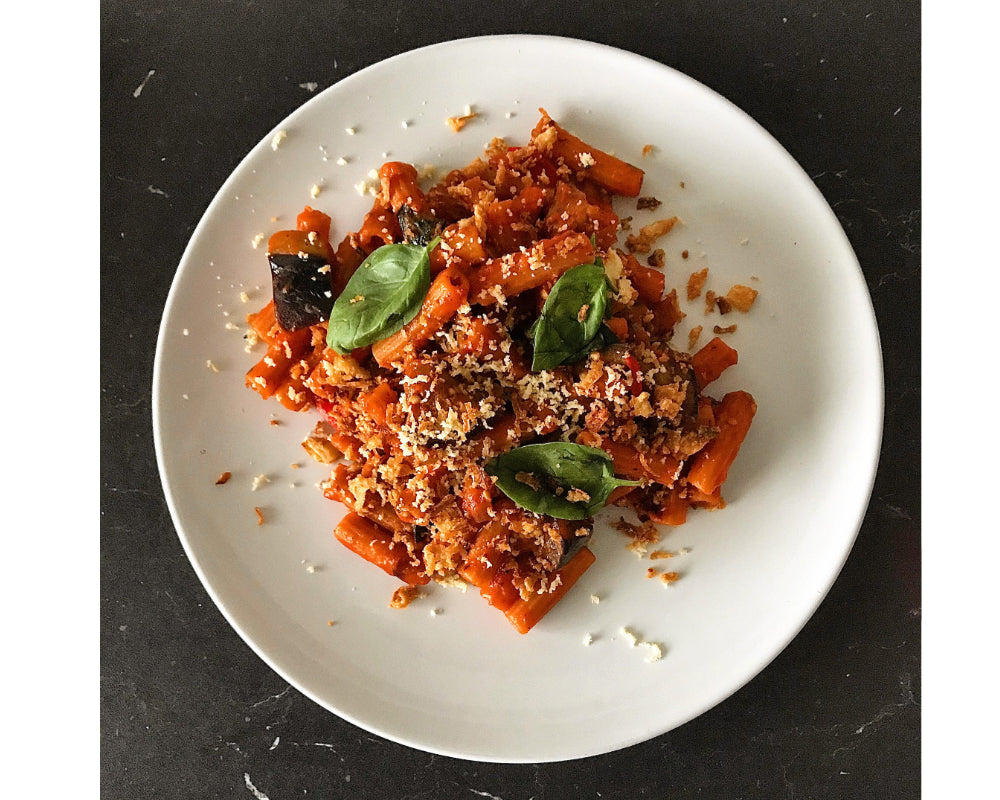 Pâtes végétaliennes à la Norma – VEGALIANO