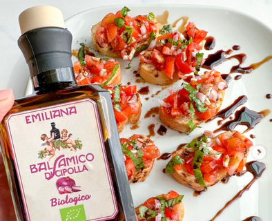 Italian Vegan Bruschetta with Onion Balsamic Vinegar