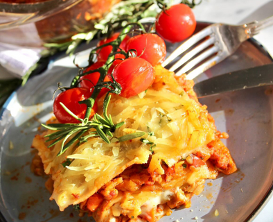 Vegan Tempeh Ragu & Ricotta Lasagna