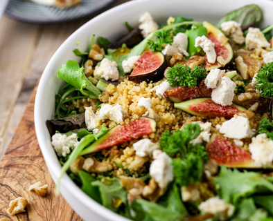 Vegan aged cheese and fig salad